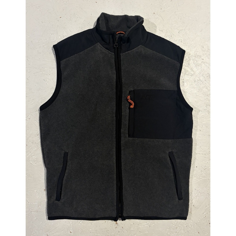 Vtg American Eagle Vest Mens Small AE 77 Performance Full Zip Fleece Zip-Pockets